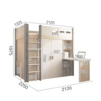 Lit superposé moderne avec bureau et rangement, lit mezzanine en bois avec armoire, lit pour dortoir étudiant, mobilier de bureau à domicile