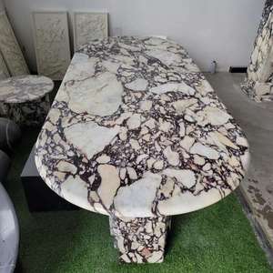 Meubles italiens <span class=keywords><strong>en</strong></span> pierre naturelle au design de luxe personnalisés Table à manger <span class=keywords><strong>en</strong></span> marbre Calacatta <span class=keywords><strong>Alto</strong></span> de haute qualité avec dessus à base cannelée - Product Image 3