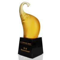 Cristal Liuli personnalisé éléphant d'or trophée souvenir haut de gamme trophée médaille décoration de la maison bricolage/lune