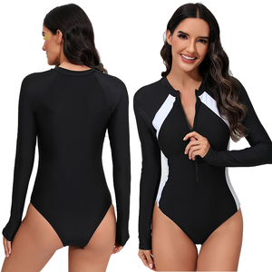 YSMARKET New Solid Long Sleeve Plus Size Women One-piece Swimwear Quick Dry Breathable No Steel Support Korean Style Front Ek801 - Product Image 1