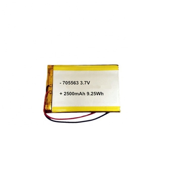 Wholesale OEM Rechargeable Lithium Ion Polymer 705563 3.7v 2500mah Li Polymer Battery