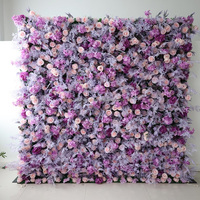 Panneau de fond floral violet lavande L05, rideau enroulable, tapis mural de fleurs artificielles en soie rose lilas pour décoration de mariage