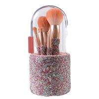 Pinceaux de maquillage professionnels de luxe 8 pièces en fibres synthétiques, style blush angulaire, manche en plastique, format voyage, pour fond de teint, OEM