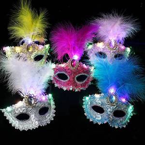 Máscaras de Plumas Brillantes de PVC para Halloween, Carnaval, Princesa, con Encaje Pintado para Mujeres, Fiesta, Baile - Product Image 2
