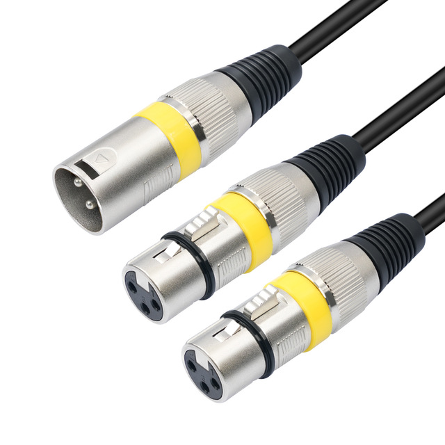 30cm XLR Splitter Cable 3Pin XLR Male Dual XLR Female TPE Jacket Y-Splitter 3A Fast Charging Braid for Microphone Computer