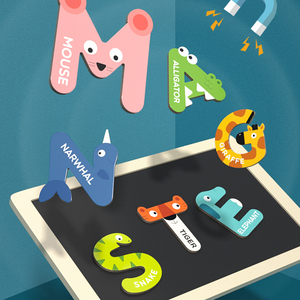 Pegatinas magnéticas para refrigerador de animales para niños, letras y palabras en inglés tempranas, juguetes magnéticos - Product Image 1