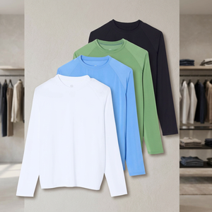 เสื้อรัดรูปแขนยาวสำหรับผู้ชาย เนื้อผ้าสแปนเด็กซ์/โพลีเอสเตอร์ 220 กรัม ระบายความร้อน ตะเข็บเรียบ ป้องกันแสงแดด UPF50+ สำหรับกิจกรรมทางน้ำ - Product Image 4
