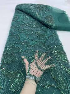Beaded Sequin Net Lace Mesh 100% Polyester Lightweight Eco-Friendly <strong>Wedding</strong> Dresses for <strong>Women</strong> African Bridal <strong>Shoes</strong> Bags - Product Image 6
