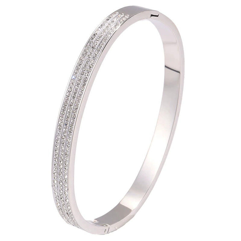 [333] bracelet en argent à trois rangs de diamants