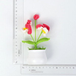 Handgemachte Häkeln Phalaenopsis künstliche Blume Ornament Mini Auto Desktop Wolle Garn Glück gefälschte Blume - Product Image 4