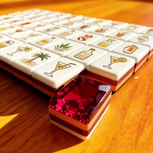 Jeu de tuiles de <span class=keywords><strong>mahjong</strong></span> 3D à quatre couches, tuiles vertes à facettes, magnifiques pierres précieuses bleues, 160 tuiles de <span class=keywords><strong>mahjong</strong></span> en acrylique américain de qualité supérieure - Product Image 6
