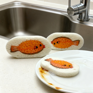 批发天然木浆棉纤维环保洗碗海绵卡通动物百洁布 - Product Image 1