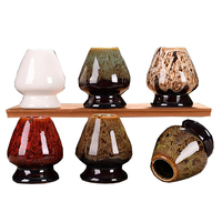 Ensemble Matcha Petit Porte Chasen Personnalisé Support Fouet Matcha Support Céramique Marron Ensembles de Thé Japonais