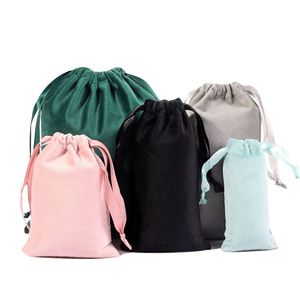 Sac cadeau de luxe en velours moelleux 10x14cm, pochette souple à cordon, sac de rangement portable pour colliers, cadeaux de mariage et d'entreprise - Product Image 1