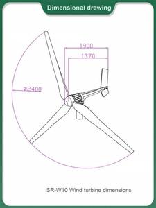 Aokun SR-W10 Générateur éolien à axe horizontal 1KW, direct usine, 1000W, diamètre de rotor 2,4M, 48V/96V, démarrage à faible vitesse - Product Image 2