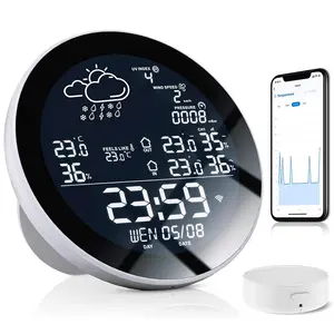 Stazione meteo Smart Wifi YYS20 con misuratore di temperatura e umidità dell'orologio grande schermo a colori indicatore di umidità della temperatura dell'orologio