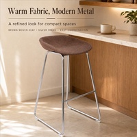 Tabouret de bar moderne minimaliste en métal avec siège et repose-pieds en tissu rembourré pour la maison, la cuisine, le café, le bar