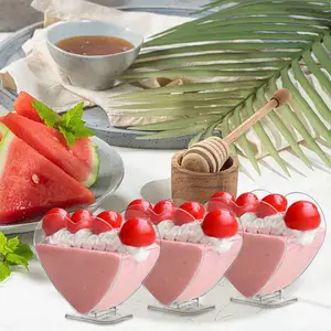 Десертная чашка ко Дню Святого Валентина, маленькая пластиковая небьемая мини-мороженое, йогурт, десерты, десертные чашки для вечеринки на открытом воздухе