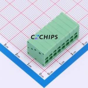 MX205V-3.5-08P-GN01-Cu-A Spring Terminal Block Through hole Component (THT),P=3.5mm Connector 1x8P 3.5mm Green Through Hole - Product Image 1