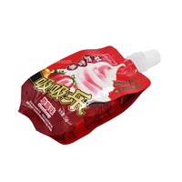 Sachets de liquide souples en plastique, recharge personnalisée, en aluminium, pour miel, jus, étui à bec debout, 100 pièces