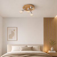 Meilleure Vente : Plafonnier Décoratif en Aluminium Effet Bois pour Salon, Luminaire Mural Intérieur en Aluminium et Verre