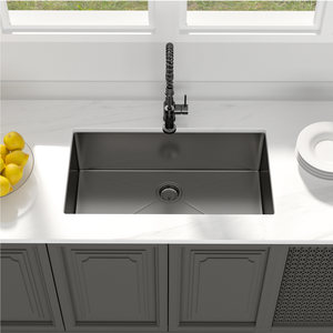 Sarlai Évier de cuisine rectangulaire en acier inoxydable 304 <span class=keywords><strong>noir</strong></span> Gunmetal de 30 pouces à cuve unique Nano-PVD de calibre 16 - Product Image 6
