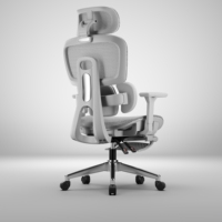Chaise de bureau ergonomique moderne pour cadres avec appui-tête réglable, fonction pivotante et support lombaire inclinable en tissu maillé intégral