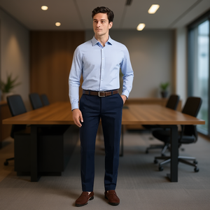 Pantalones Chinos Formales para Hombre Geraldino, Corte Recto, Antiarrugas, Color Lavado, Algodón y Poliéster de Peso Medio, para Otoño - Product Image 2