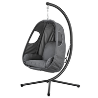 Fauteuil suspendu en métal avec support - Fauteuil suspendu d'extérieur pour jardin, balcon ou véranda
