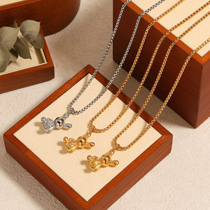 Collar con Colgante de Osito Adorable, Acero Inoxidable 316L, Chapado en Oro PVD de 14k y 18k, para Mujer y Hombre, Venta al por Mayor - Product Image 3