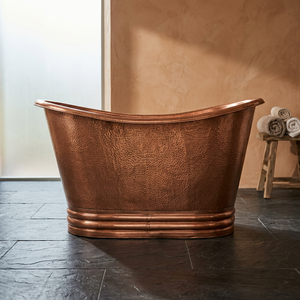 Baignoire de luxe artisanale pour la maison et l'hôtel, baignoire autoportante en cuivre martelé, baignoire ovale en métal - Product Image 3