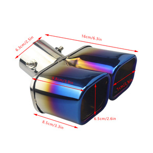 2.5-inch Double Tube <b>square</b> Tailpipe Throat Automotive Exhaust Stainless Steel Tailpipe Throat Accessories - Product Image 2