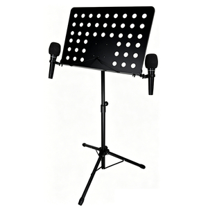 Meilleures ventes - Support de partitions professionnel en métal robuste, non pliable, réglable en hauteur, avec deux supports pour microphones - Product Image 3