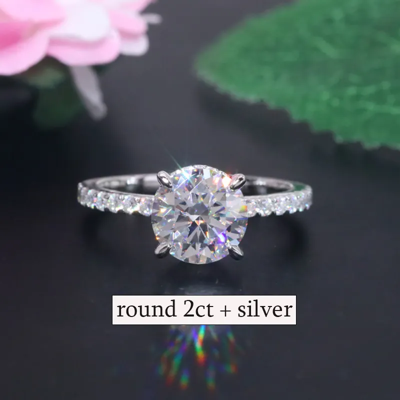Yingma 14K perhiasan emas padat cincin pernikahan moissanite cincin 18K emas/9K/perak mewah 2ct cincin pertunangan untuk wanita