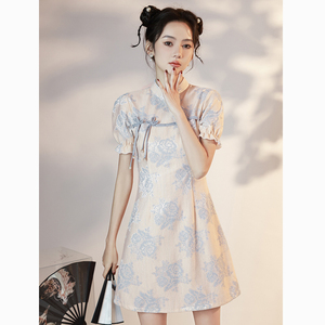 Ropa tradicional china Cheongsam <span class=keywords><strong>chino</strong></span> clásico mujer Qipao manga corta Sexy boda fiesta de noche - Product Image 1