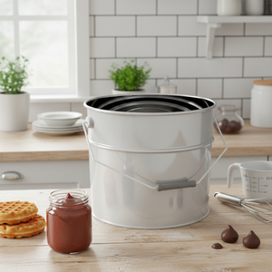 Kontensan L069 Cylinder <b>Tin</b> Can 14 Lt Pralin Waffle Puree <b>Bucket</b> 270xH250mm - Product Image 3