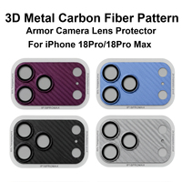 Protection d'objectif d'appareil photo en verre trempé 9H, motif fibre de carbone, finition mate 3D, résistante à l'eau, pour iPhone 18 17 Pro Max