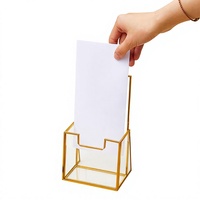 Présentoir en verre Tuoxin écologique multifonction léger avec fil doré pour brochures et cartes - Rangement pour la maison/le bureau
