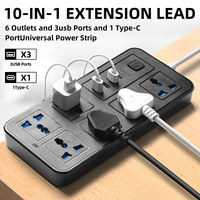 Multiprise USB multifonction de haute qualité à 6 voies, 3 ports USB Type C, 3 m, avec certifications CE et ROHS