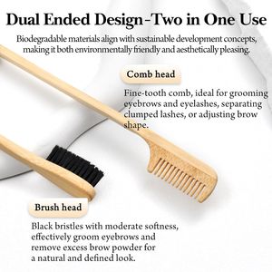 Brosse professionnelle double face pour le contrôle des bords, en poils de sanglier et bambou, marque privée, brosse à sourcils tendance pour usage domestique - Product Image 2