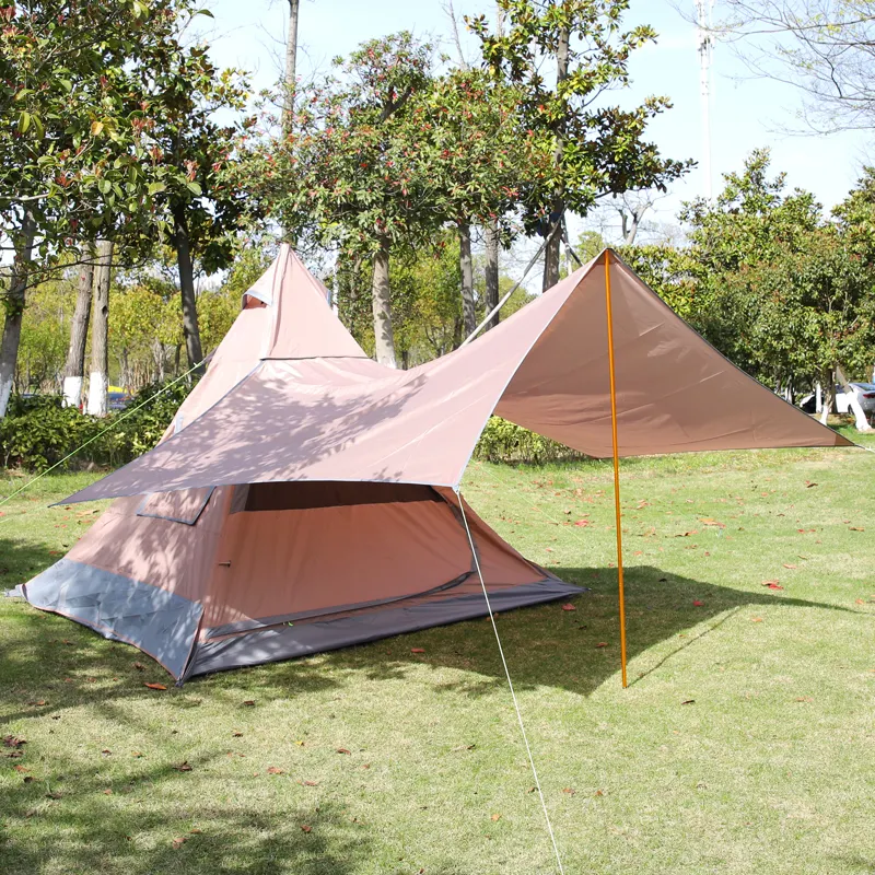 Outdoor Beurs Outdoor Familie Waterdichte 3-4 Persoon Camping Een Pole Tent Hoge Kwaliteit Camping Tent Met Zon schaduw