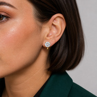 Set 5 Pasang Anting Klip Kristal Mutiara untuk Wanita Perhiasan Mode Pernikahan Pengantin Tanpa Tindik Persegi Bulat Warna Perak Emas