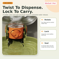 Bouteille d'eau et gamelle de voyage 2-en-1 pliable pour animaux de compagnie, 460 ml, avec valve de contrôle rotative et sangle de poignet – Durable et légère (OEM/ODM)