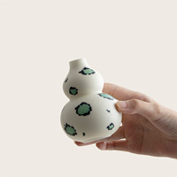 Petit vase en céramique rétro en forme de gourde, imprimé léopard, nouveau style chinois, arrangement floral Dehua, décoration de table à thé