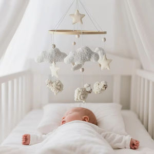 Mobile bébé lune étoiles nuages, étoiles nuages mouton, décoration de <span class=keywords><strong>plafond</strong></span>, jouet apaisant pour nouveau-né, décoration de chambre neutre - Product Image 6