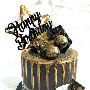 ท็อปเปอร์เค้กอะคริลิค รูปน้ำผึ้งและน้ำตาลหวาน ตกแต่งเค้กสุขสันต์วันเกิด รูปดาว สำหรับงานเลี้ยงวันเกิด - Product Image 1