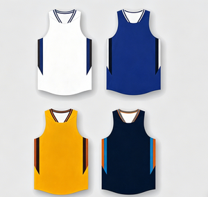 Ensemble d'uniformes de basketball respirants personnalisés, maillots de sport d'équipe, vêtements de sport à séchage rapide, tissu respirant en maille, uniforme d'entraînement sans manches - Product Image 3