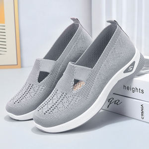 Zapatos para caminar sin cordones para <span class=keywords><strong>mujer</strong></span>, zapatillas informales de punto transpirables, mocasines cómodos con plataforma ligera para uso diario - Product Image 3