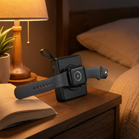Batterie externe magnétique sans fil 10000 mAh avec prise CA, câble Type-C et Lightning intégré, chargeur portable USB PD20W avec support de charge pour montre