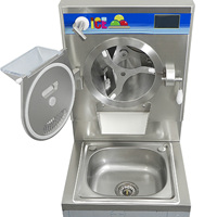Machine à glace dure et gelato professionnelle ETL ICM-28SY sur pied avec refroidissement par eau, pulvérisateur, évier et congélateur discontinu en acier inoxydable